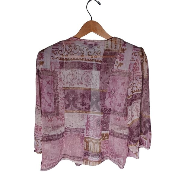 Vintage R&M Richards Cardigan Jacket Womens 10 Purple Patchwork Sheer Whimsy - Picture 6 of 9